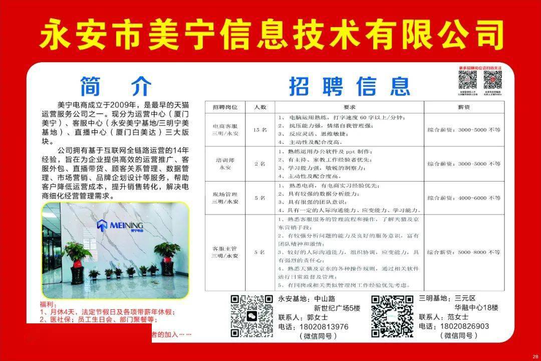 福建省宁化最新招聘热门职位挑战启动！
